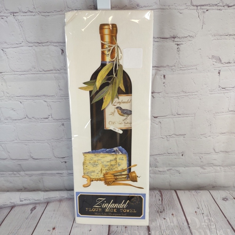 Wine Decor Flour Sack Kitchen Towel New Sealed Plastic 30x30" Mary Lake-Thompson